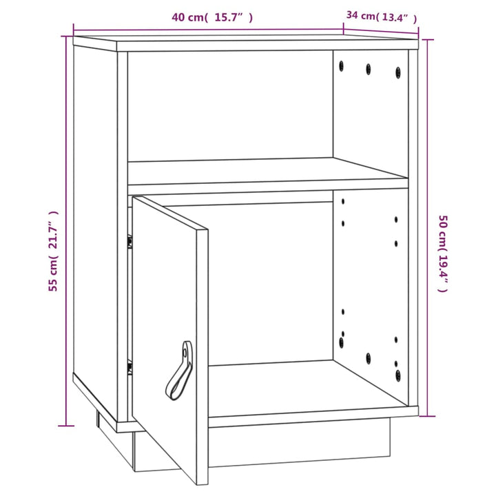 Nachtkastjes 2 st 40x34x55 cm massief grenenhout grijs - Griffin Retail