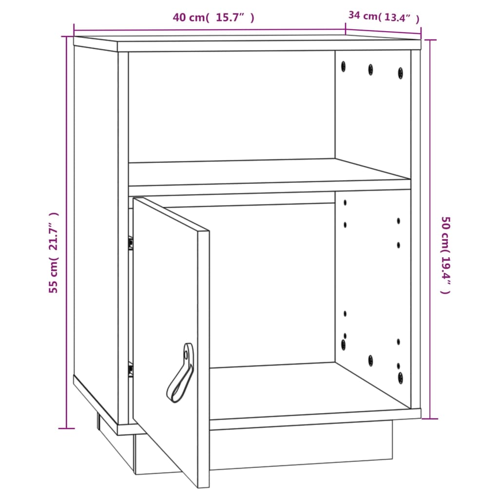 Nachtkastjes 2 st 40x34x55 cm massief grenenhout honingbruin - Griffin Retail