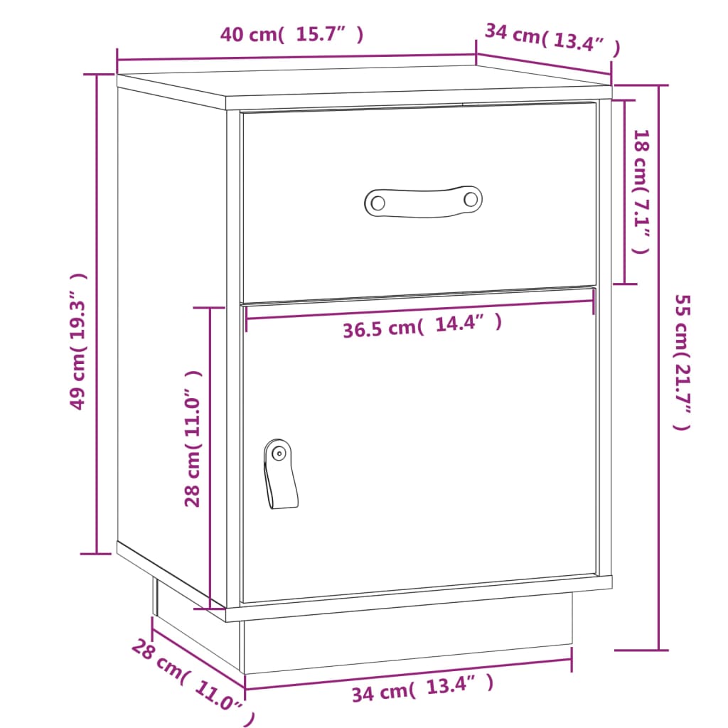 Nachtkastjes 2 st 40x34x55 cm massief grenenhout honingbruin - Griffin Retail