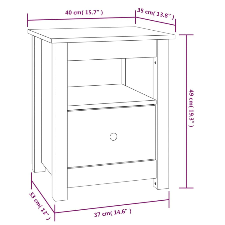 Nachtkastjes 2 st 40x35x49 cm massief grenenhout grijs - Griffin Retail