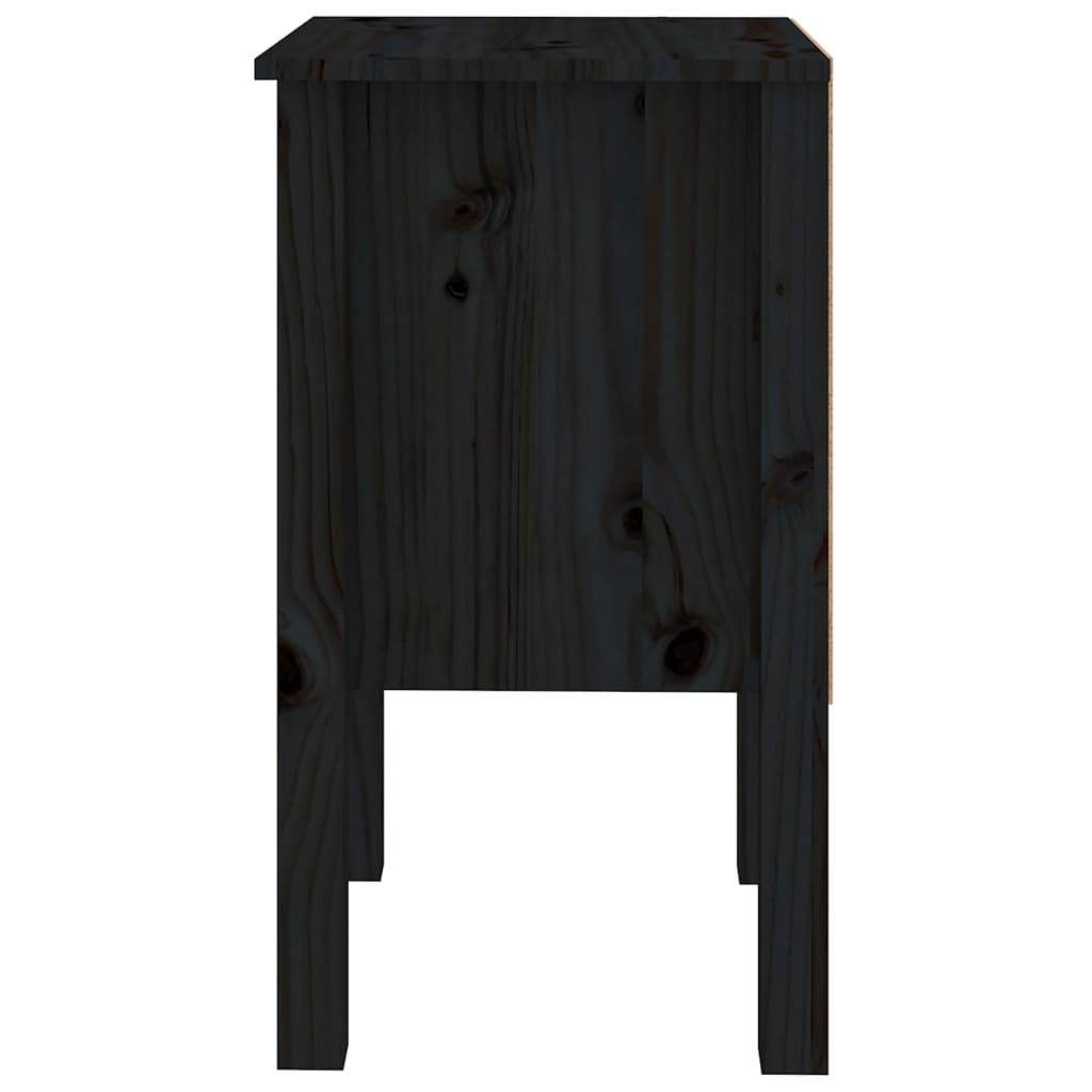 Nachtkastjes 2 st 40x35x61,5 cm massief grenenhout zwart - Griffin Retail