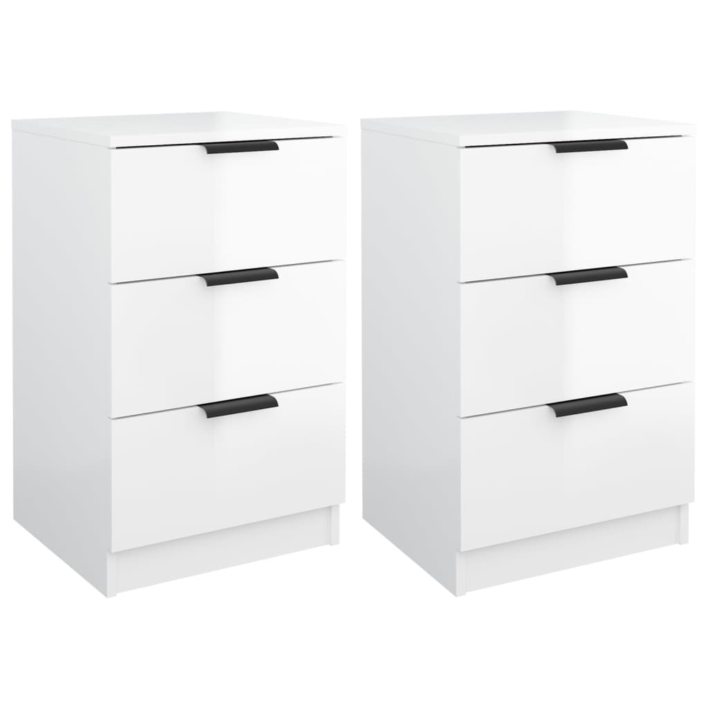 Nachtkastjes 2 st 40x36x65 cm hoogglans wit - Griffin Retail