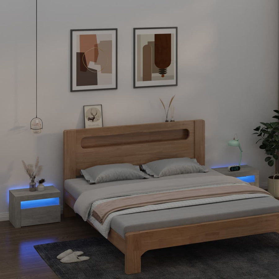 Nachtkastjes 2 st met LED's 60x35x40 cm betongrijs - Griffin Retail