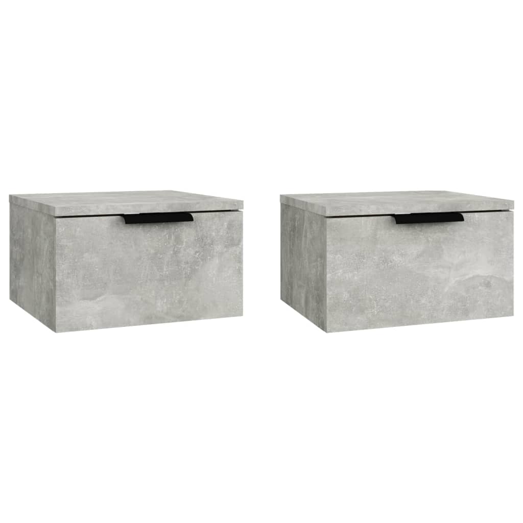 Nachtkastjes 2 st wandgemonteerd 34x30x20 cm betongrijs - Griffin Retail