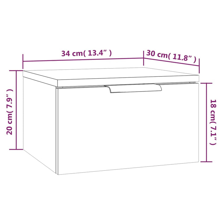 Nachtkastjes 2 st wandgemonteerd 34x30x20 cm grijs sonoma eiken - Griffin Retail