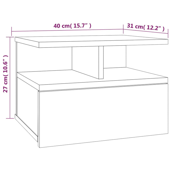 Nachtkastjes 2 st zwevend 40x31x27 cm hout gerookt eikenkleurig - Griffin Retail