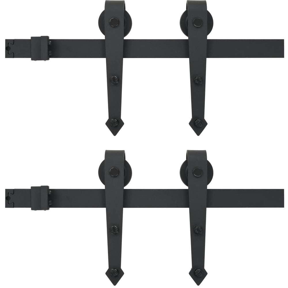 Onderdelenset voor schuifdeur 2x183 cm staal zwart - Griffin Retail