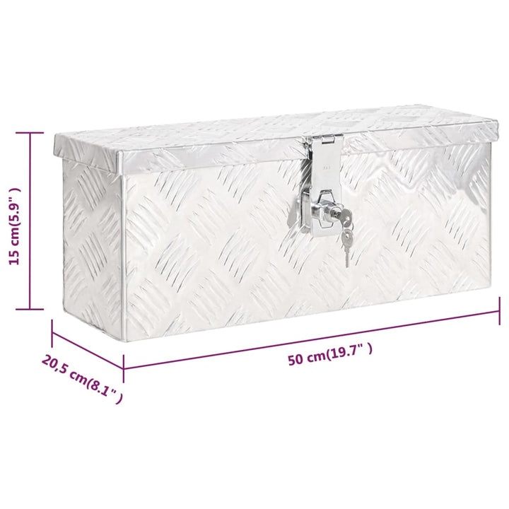 Opbergbox 50x20,5x15 cm aluminium zilverkleurig - Griffin Retail
