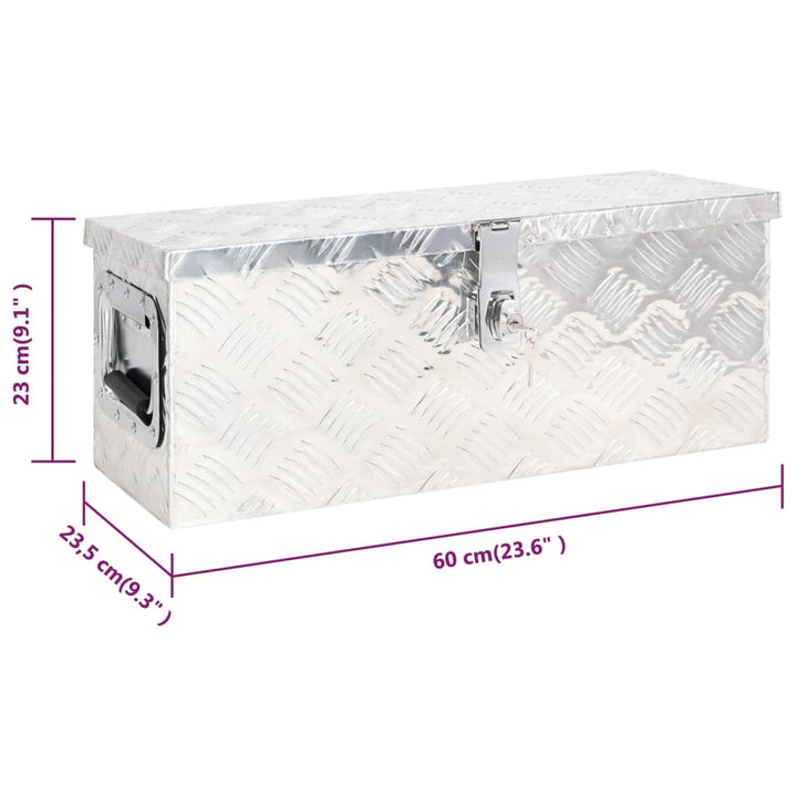 Opbergbox 60x23,5x23 cm aluminium zilverkleurig - Griffin Retail