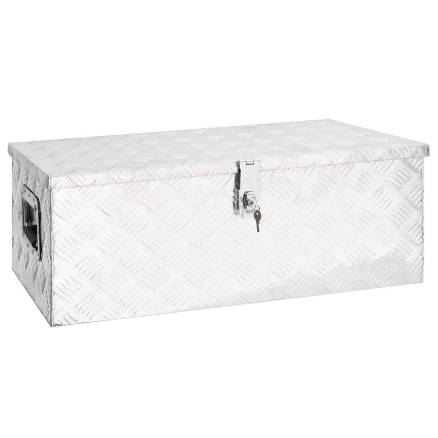 Opbergbox 80x39x30 cm aluminium zilverkleurig - Griffin Retail