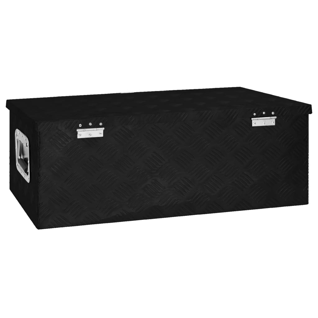 Opbergbox 80x39x30 cm aluminium zwart - Griffin Retail