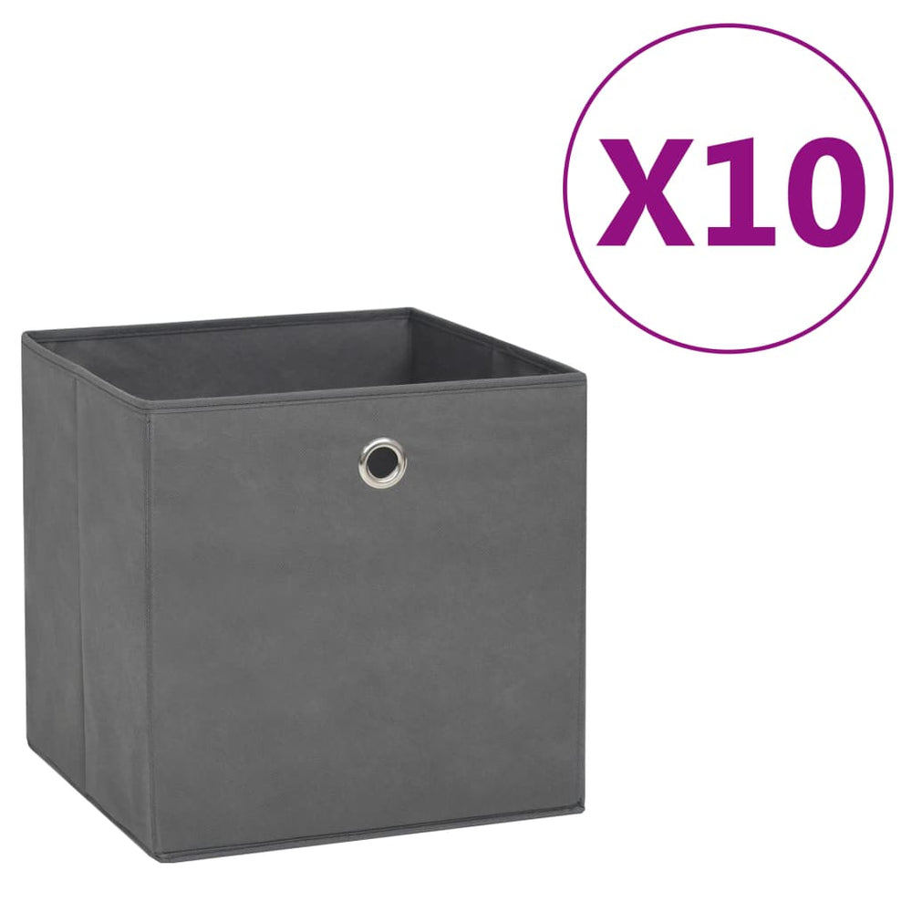 Opbergboxen 10 st 28x28x28 cm nonwoven stof grijs - Griffin Retail