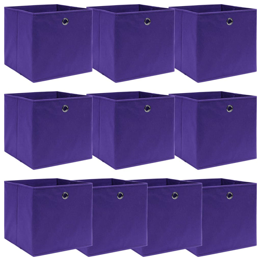 Opbergboxen 10 st 32x32x32 cm stof paars - Griffin Retail