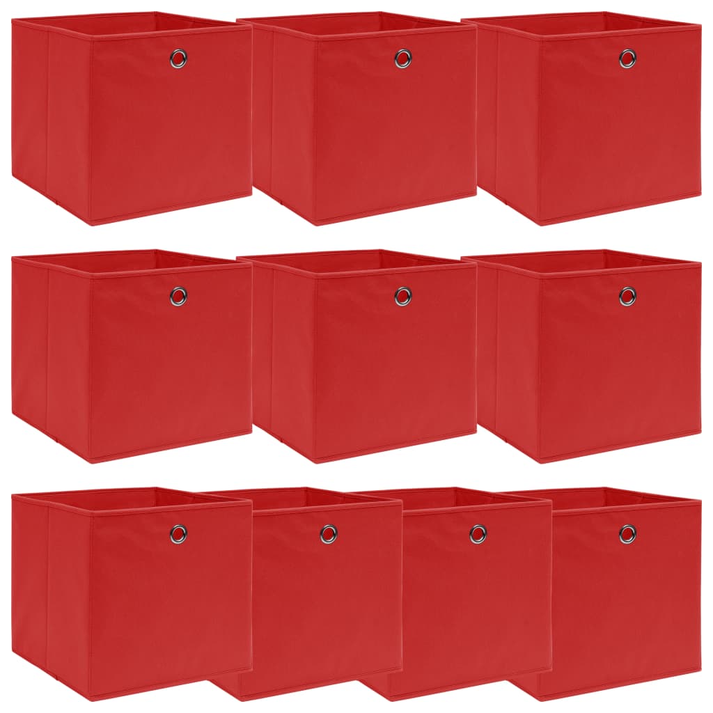 Opbergboxen 10 st 32x32x32 cm stof rood - Griffin Retail