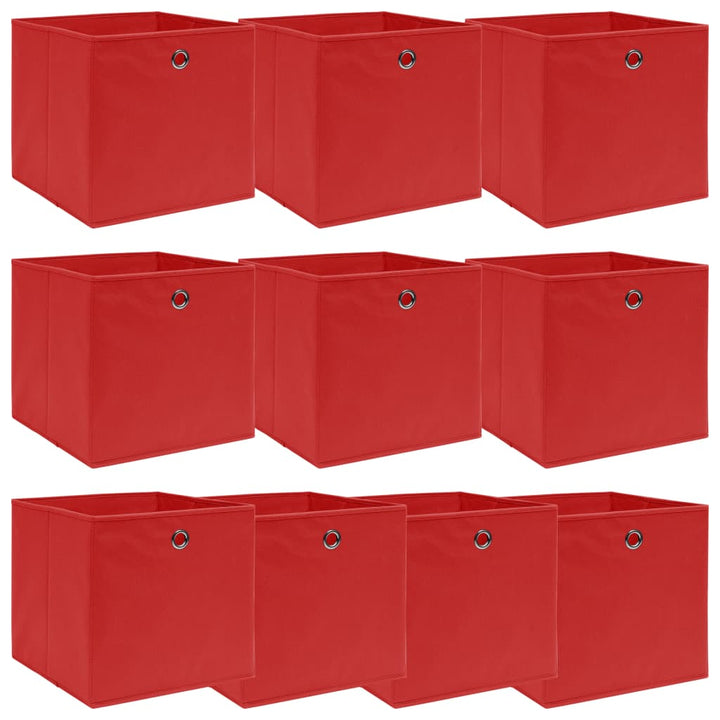 Opbergboxen 10 st 32x32x32 cm stof rood - Griffin Retail