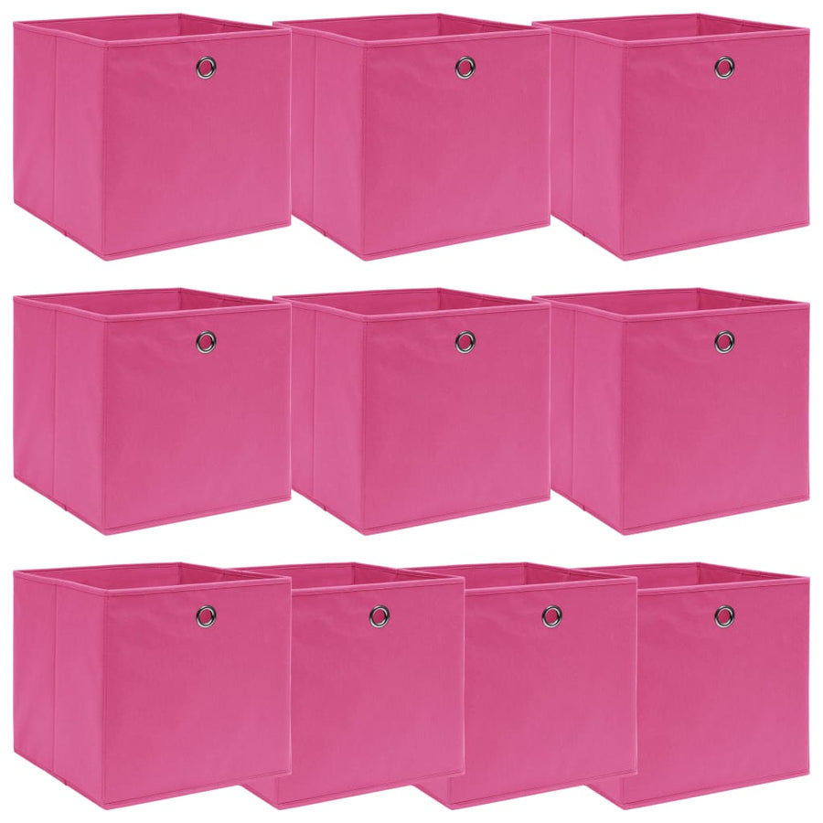 Opbergboxen 10 st 32x32x32 cm stof roze - Griffin Retail