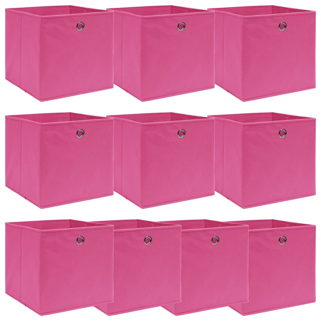 Opbergboxen 10 st 32x32x32 cm stof roze - Griffin Retail