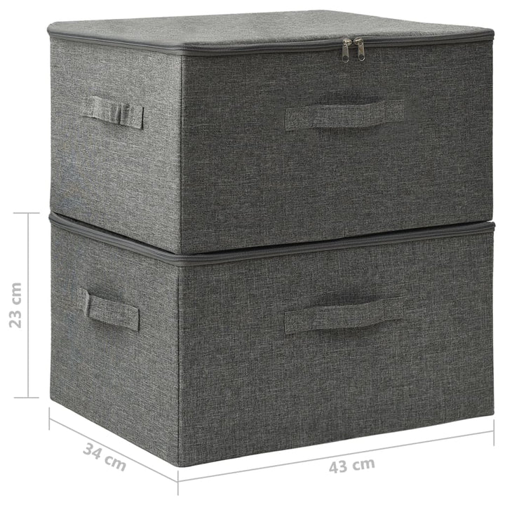 Opbergboxen 2 st 43x34x23 cm stof antracietkleurig - Griffin Retail