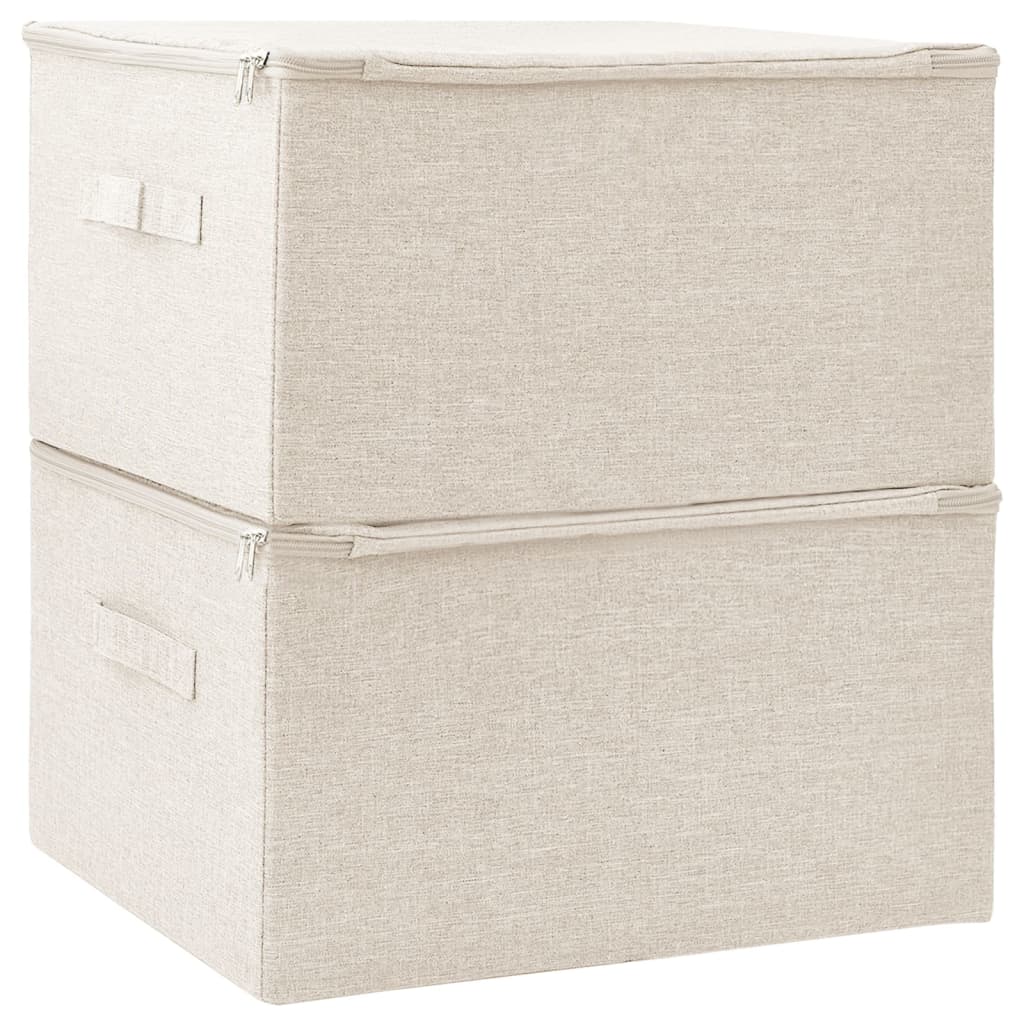 Opbergboxen 2 st 43x34x23 cm stof crèmekleurig - Griffin Retail