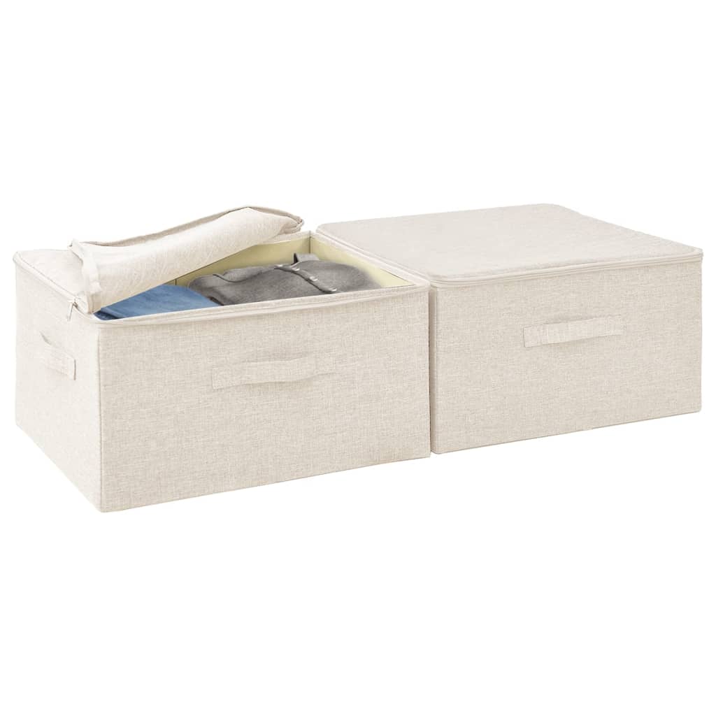 Opbergboxen 2 st 43x34x23 cm stof crèmekleurig - Griffin Retail