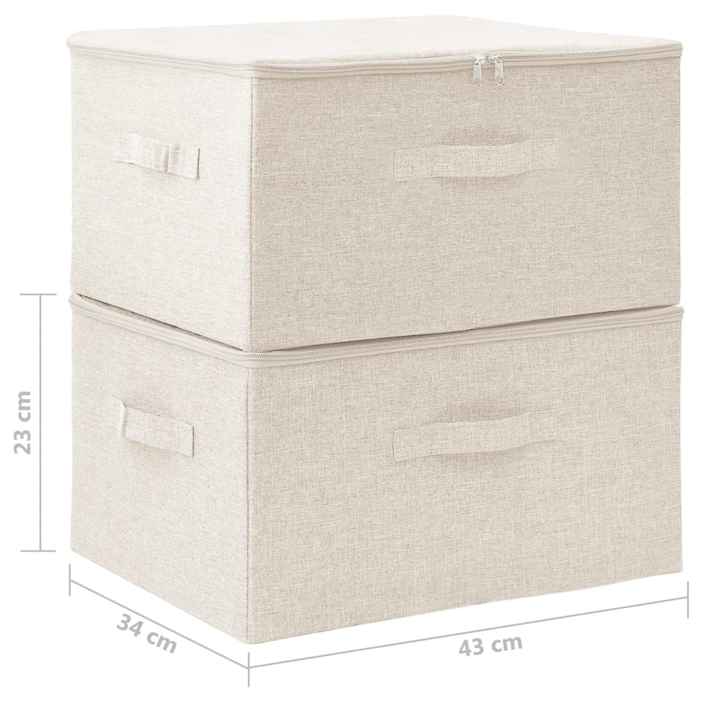 Opbergboxen 2 st 43x34x23 cm stof crèmekleurig - Griffin Retail