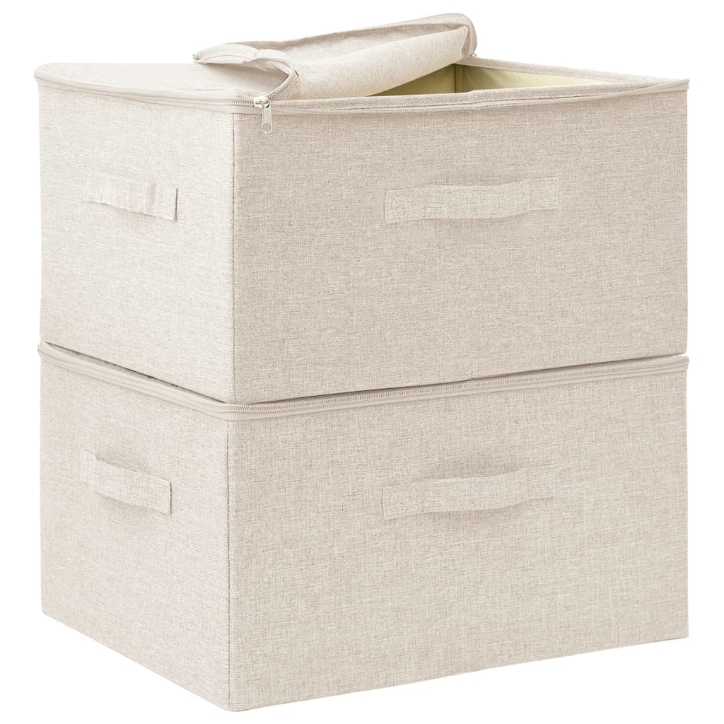 Opbergboxen 2 st 43x34x23 cm stof crèmekleurig - Griffin Retail