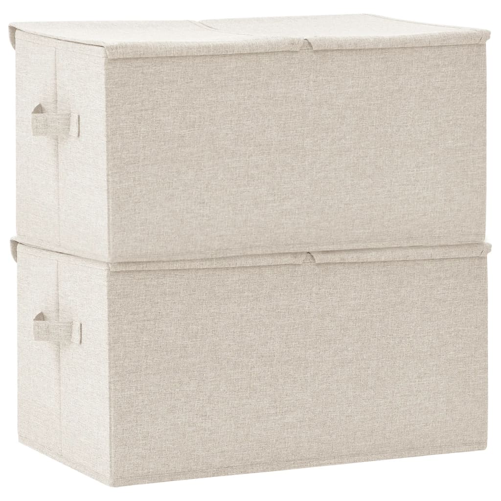 Opbergboxen 2 st 50x30x25 cm stof crèmekleurig - Griffin Retail