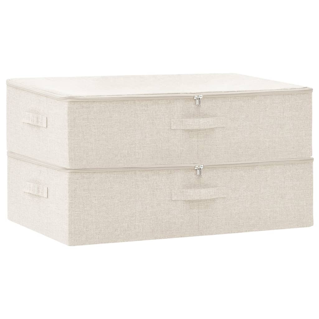 Opbergboxen 2 st 70x40x18 cm stof crèmekleurig - Griffin Retail