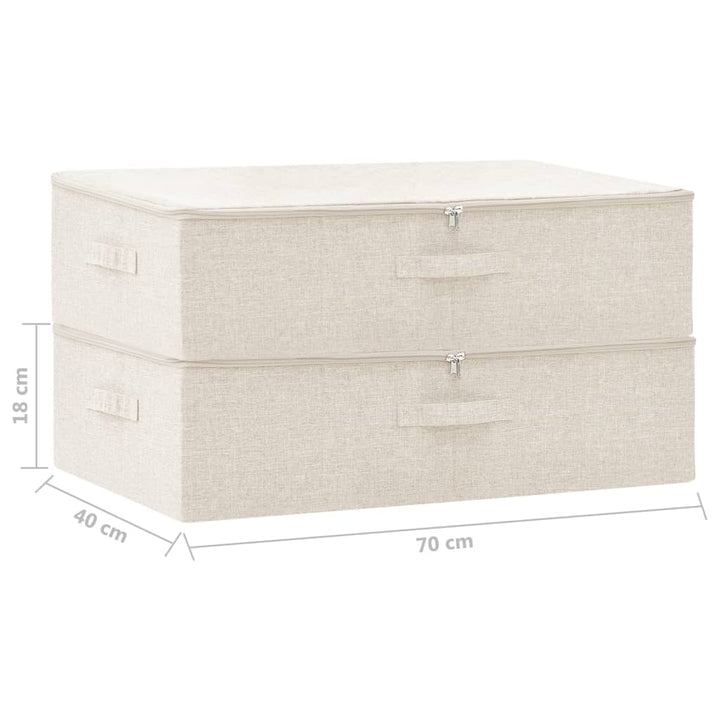 Opbergboxen 2 st 70x40x18 cm stof crèmekleurig - Griffin Retail