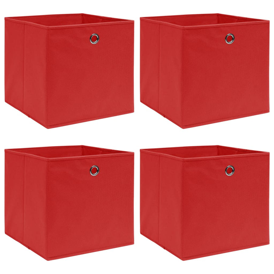 Opbergboxen 4 st 32x32x32 cm stof rood - Griffin Retail