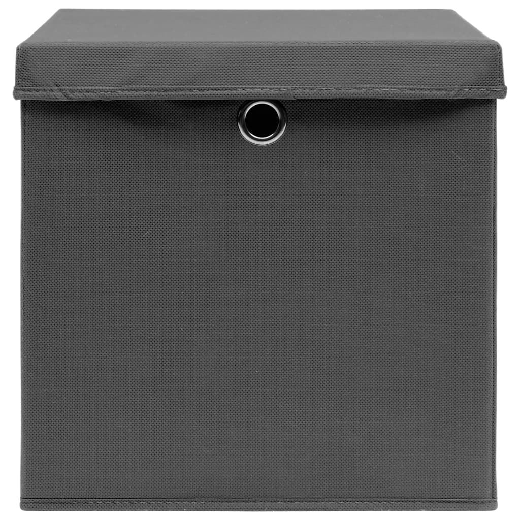Opbergboxen met deksel 10 st 32x32x32 cm stof grijs - Griffin Retail