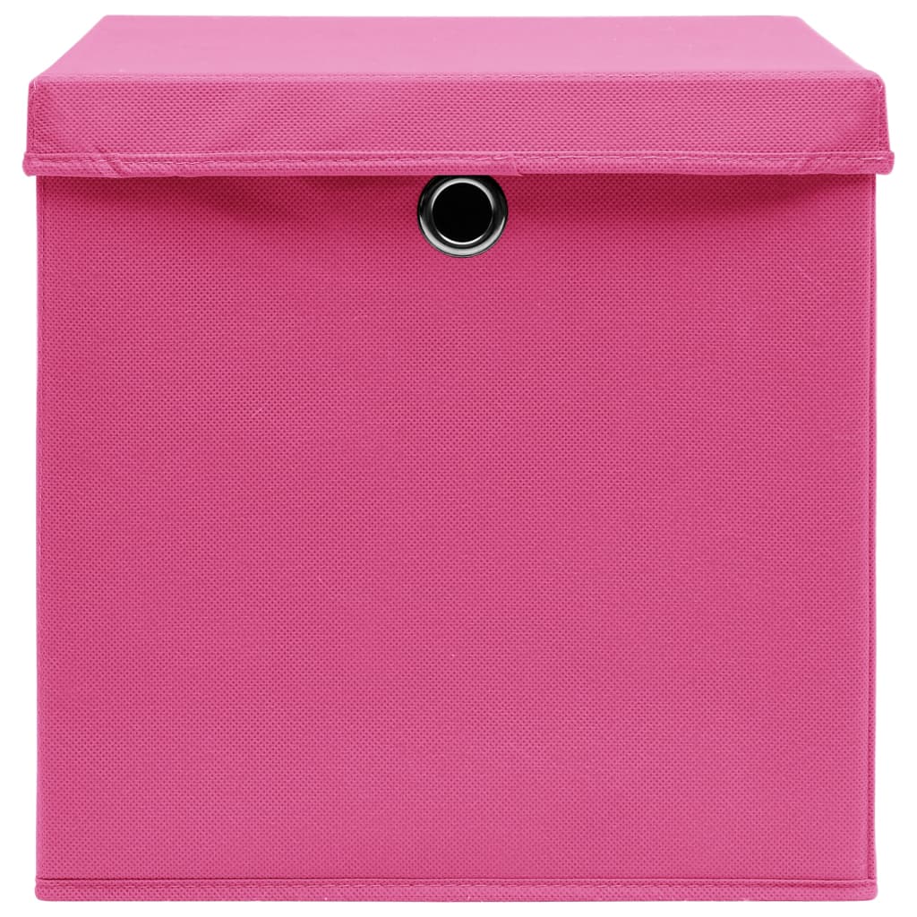 Opbergboxen met deksel 10 st 32x32x32 cm stof roze - Griffin Retail