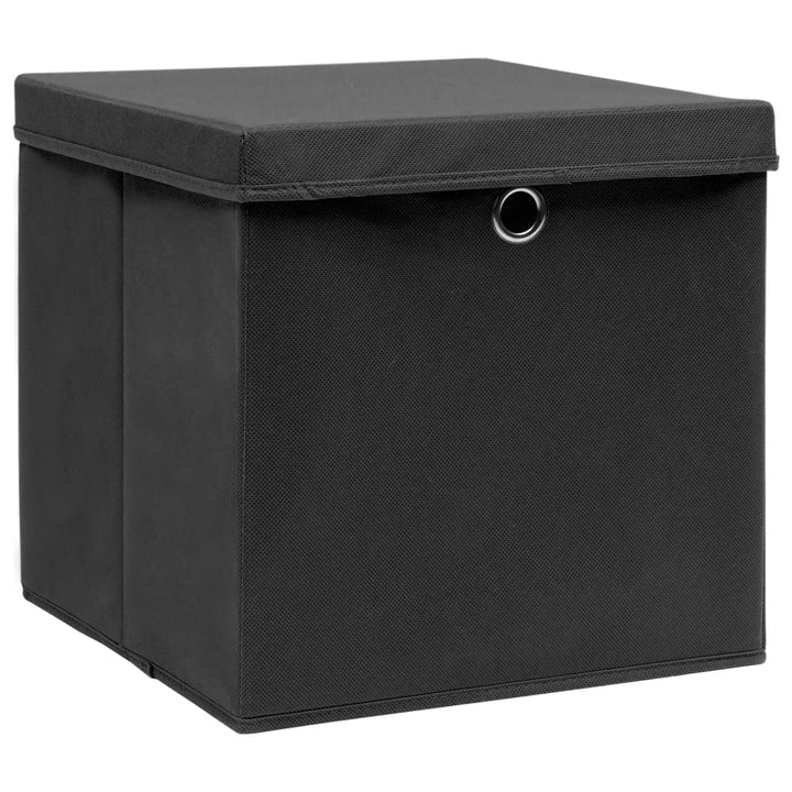 Opbergboxen met deksel 10 st 32x32x32 cm stof zwart - Griffin Retail