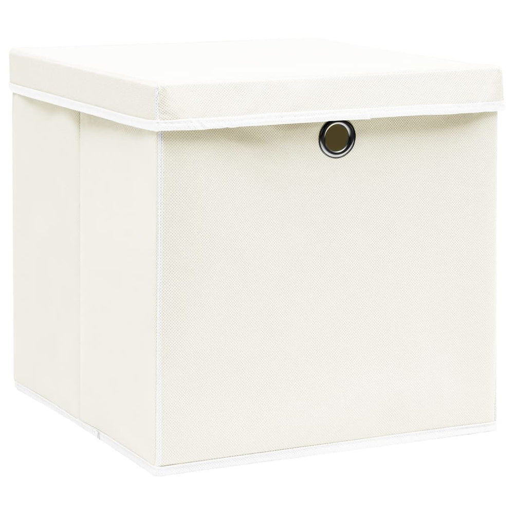 Opbergboxen met deksel 4 st 32x32x32 cm stof wit - Griffin Retail