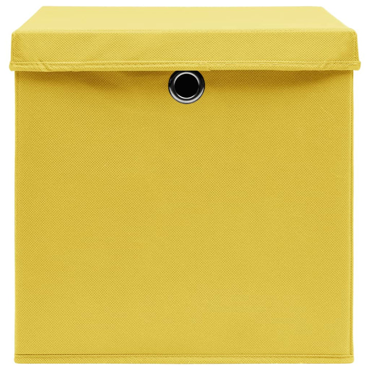 Opbergboxen met deksels 10 st 28x28x28 cm geel - Griffin Retail