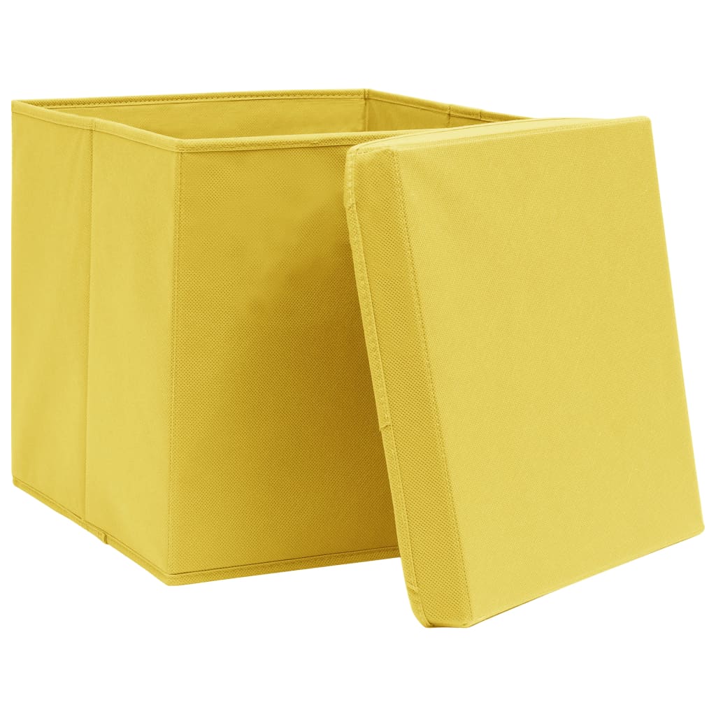Opbergboxen met deksels 10 st 28x28x28 cm geel - Griffin Retail