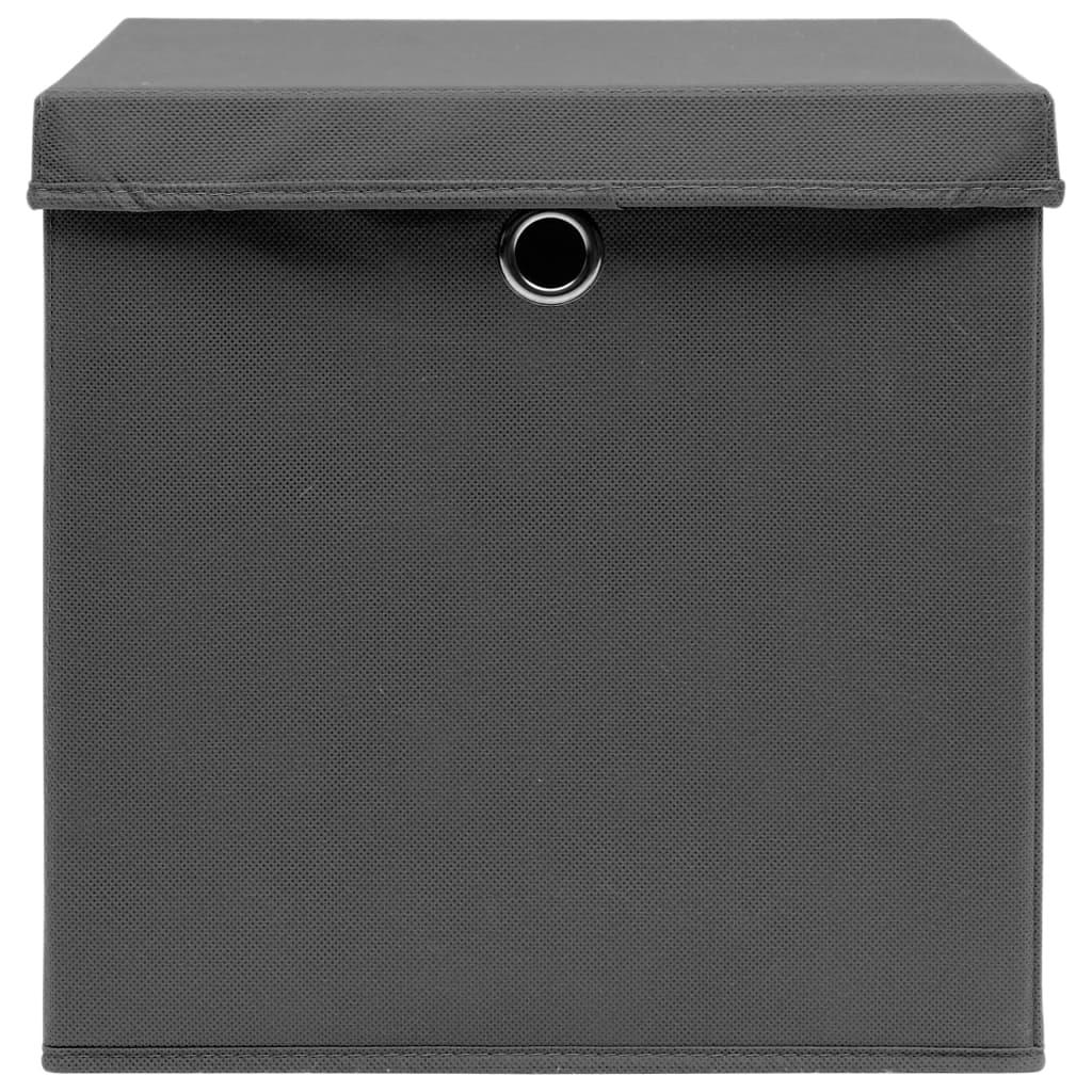 Opbergboxen met deksels 10 st 28x28x28 cm grijs - Griffin Retail