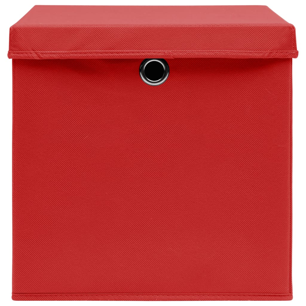 Opbergboxen met deksels 10 st 28x28x28 cm rood - Griffin Retail