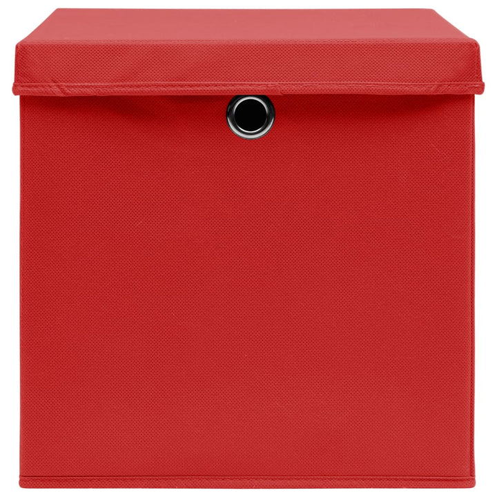 Opbergboxen met deksels 10 st 28x28x28 cm rood - Griffin Retail