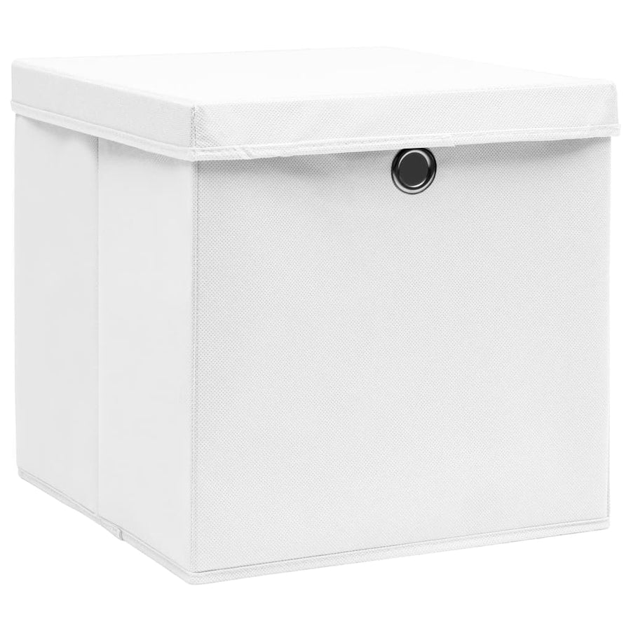 Opbergboxen met deksels 10 st 28x28x28 cm wit - Griffin Retail