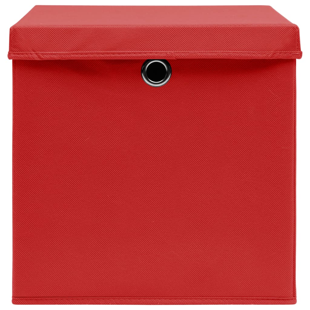 Opbergboxen met deksels 10 st 32x32x32 cm stof rood - Griffin Retail