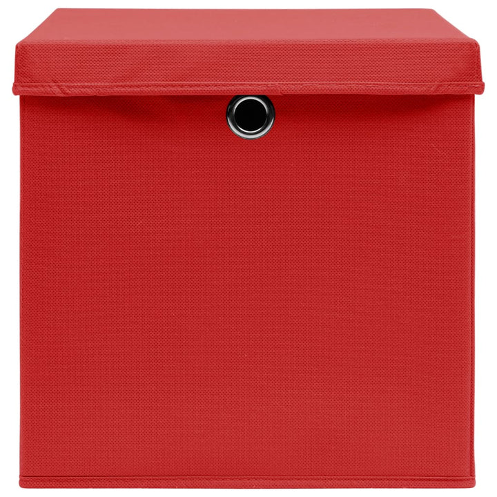 Opbergboxen met deksels 10 st 32x32x32 cm stof rood - Griffin Retail