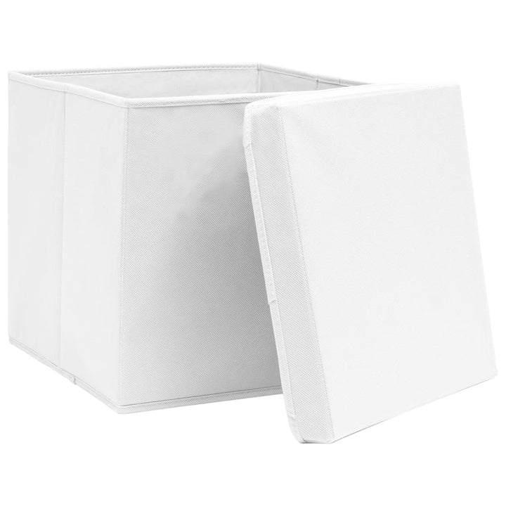 Opbergboxen met deksels 10 st 32x32x32 cm stof wit - Griffin Retail