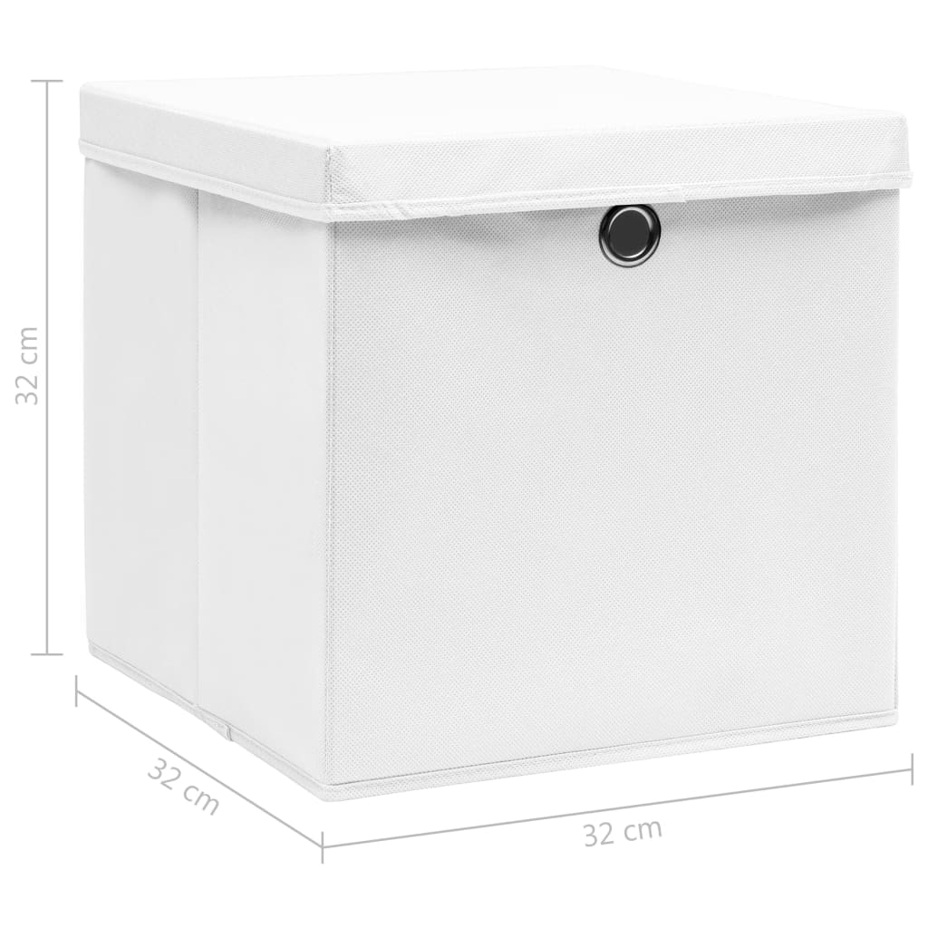 Opbergboxen met deksels 10 st 32x32x32 cm stof wit - Griffin Retail