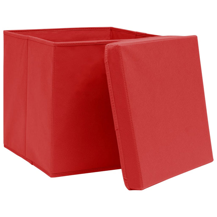 Opbergboxen met deksels 4 st 32x32x32 cm stof rood - Griffin Retail