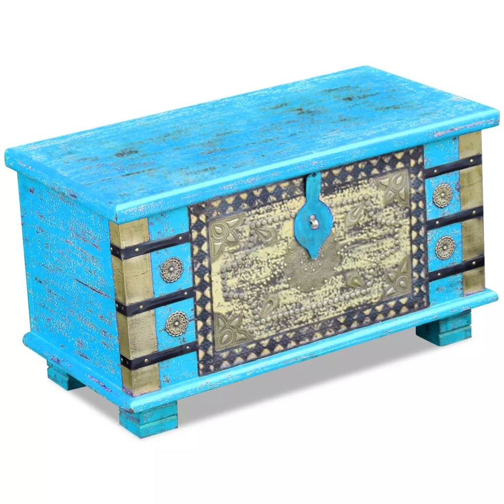 Opbergkist 80x40x45 cm mangohout blauw - Griffin Retail