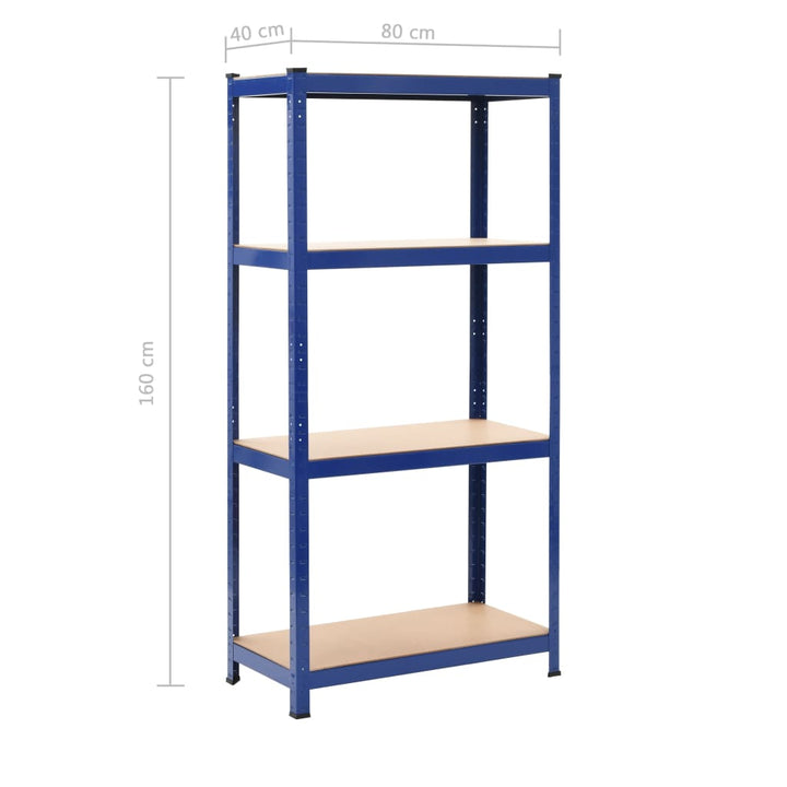 Opbergrek 80x40x160 cm staal en MDF blauw - Griffin Retail