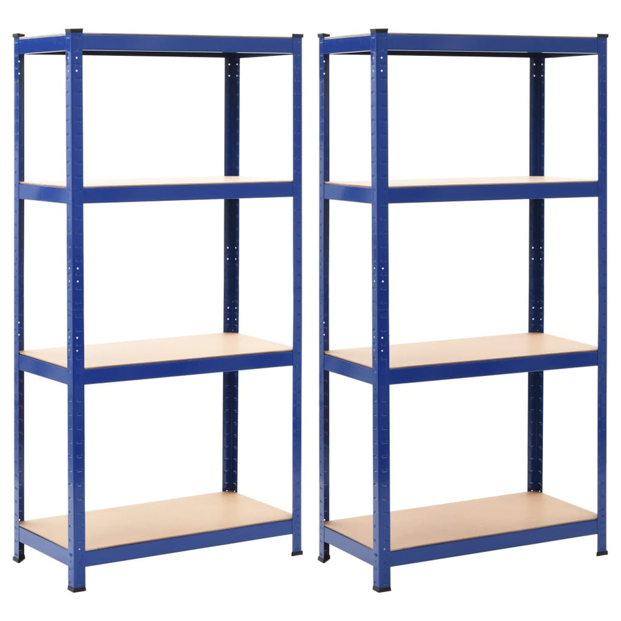 Opbergrekken 2 st 80x40x160 cm staal en MDF blauw - Griffin Retail