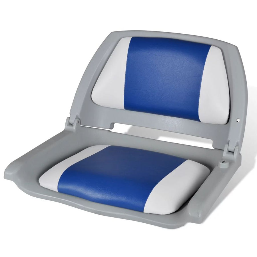 Opklapbare bootstoel met blauw-wit kussen 41 x 51 x 48 cm - Griffin Retail