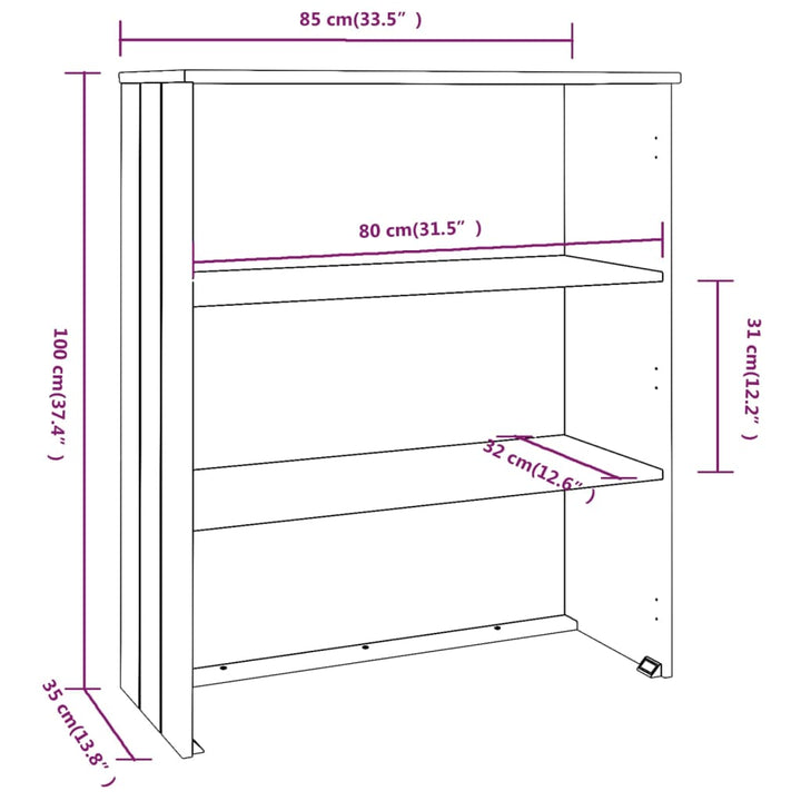 Opzetkast 85x35x100 cm massief grenenhout wit - Griffin Retail